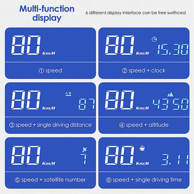 Geloo Auto Head Up Display, HUD GPS Tachometer Digital G3 GPS Tachometer KMH MPH Zeit Höhe Geschwind