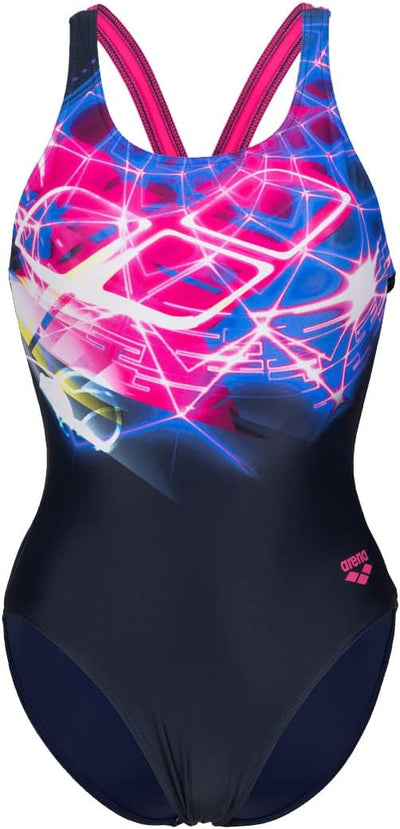 ARENA Damen Women's Swimsuit V Back Placement Badeanzüge (1er Pack) 34 Navy-freak Rose, 34 Navy-frea