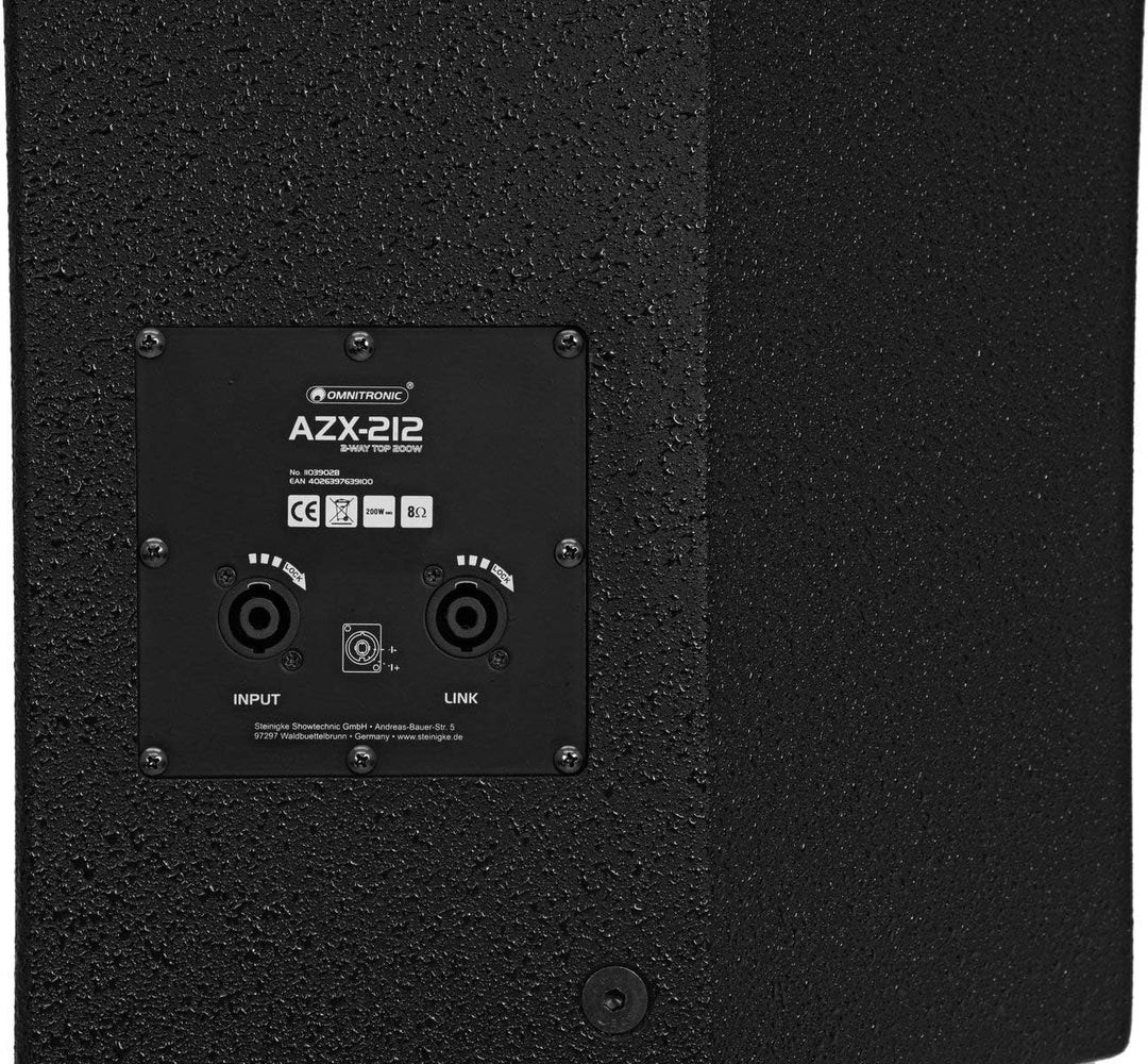 OMNITRONIC AZX-212 2-Wege Top 200W | Passive 2-Wege-Lautsprecherbox mit 12"-Woofer, 1,35"-Treiber un