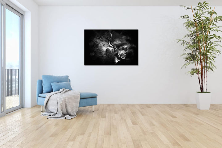 Zeit des Todes Format: 80x60 Effekt: Schwarz&Weiss als Leinwandbild, Motiv fertig gerahmt auf Echtho
