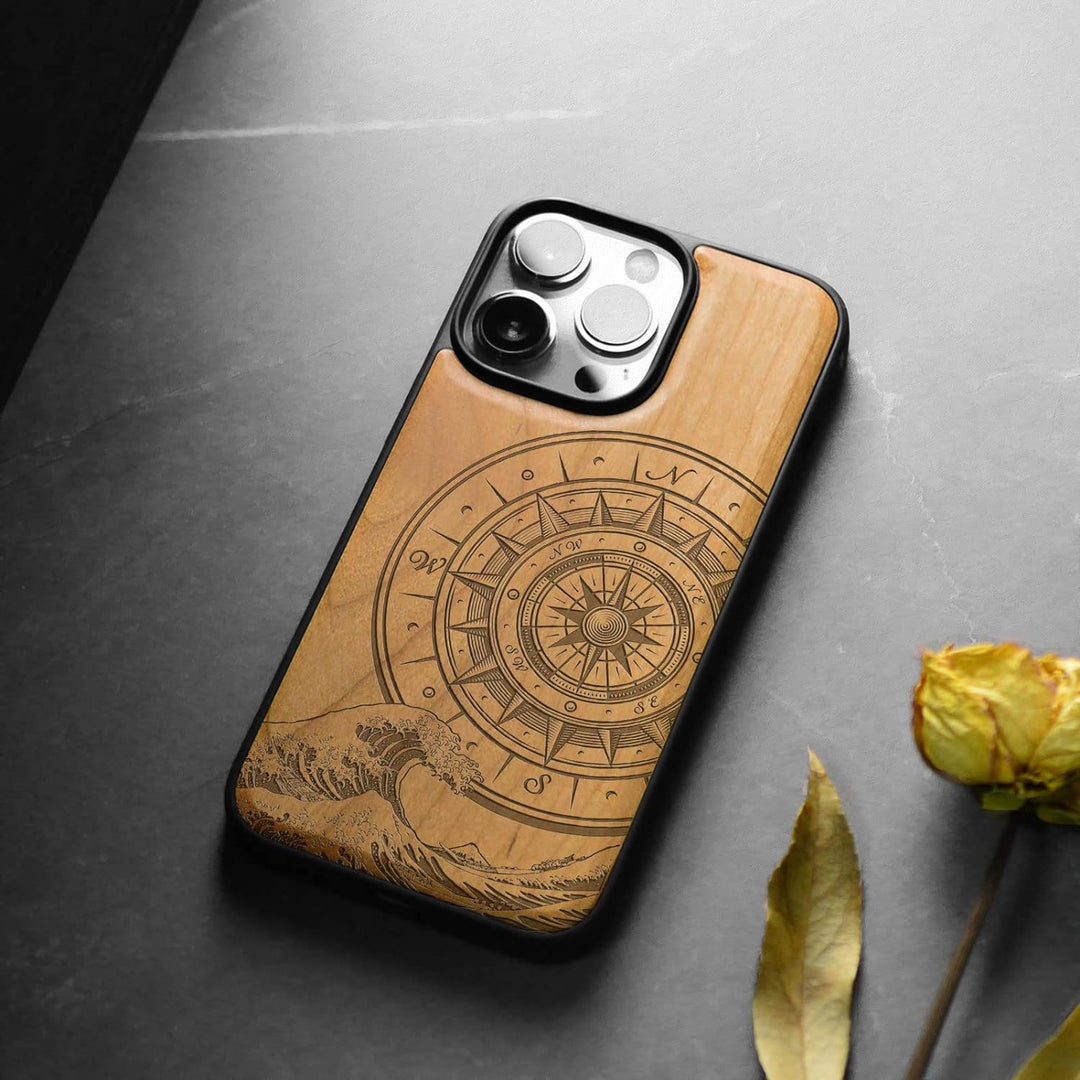 Carveit Handyhülle für iPhone 14 Pro Max Holz Cover kompatibel mit MagSafe Massivholz für Apple 14 p