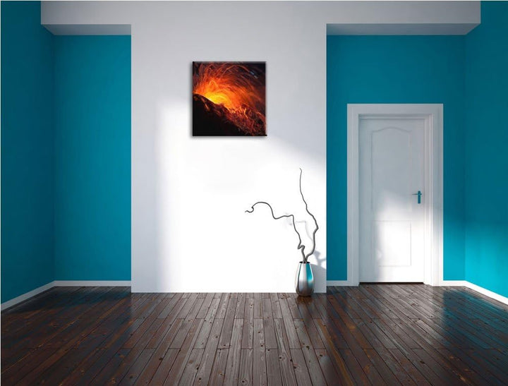 Pixxprint Vulkanausbruch als Leinwandbild/Grösse: 70x70 cm/Wandbild/Kunstdruck/fertig bespannt, 70x7