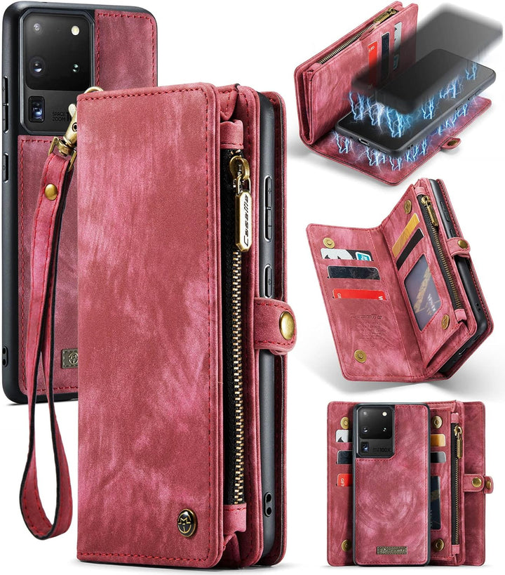 UFinetech 2-in-1 Samsung Galaxy S20 Ultra Hülle Tasche Leder TPU Abnehmbar Handy Flip Magnetisch Kar