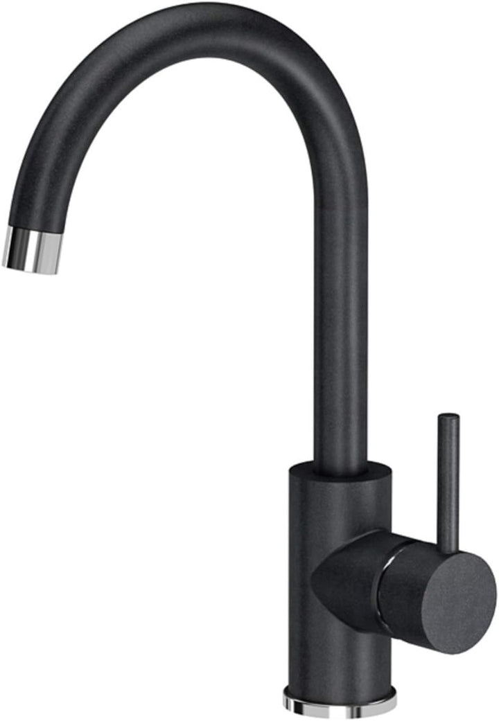 VBChome Spüle Spülbecken Granit 51 cm Einzelbecken Einbauspüle gesprenkelt + Siphon Waschbecken + Wa