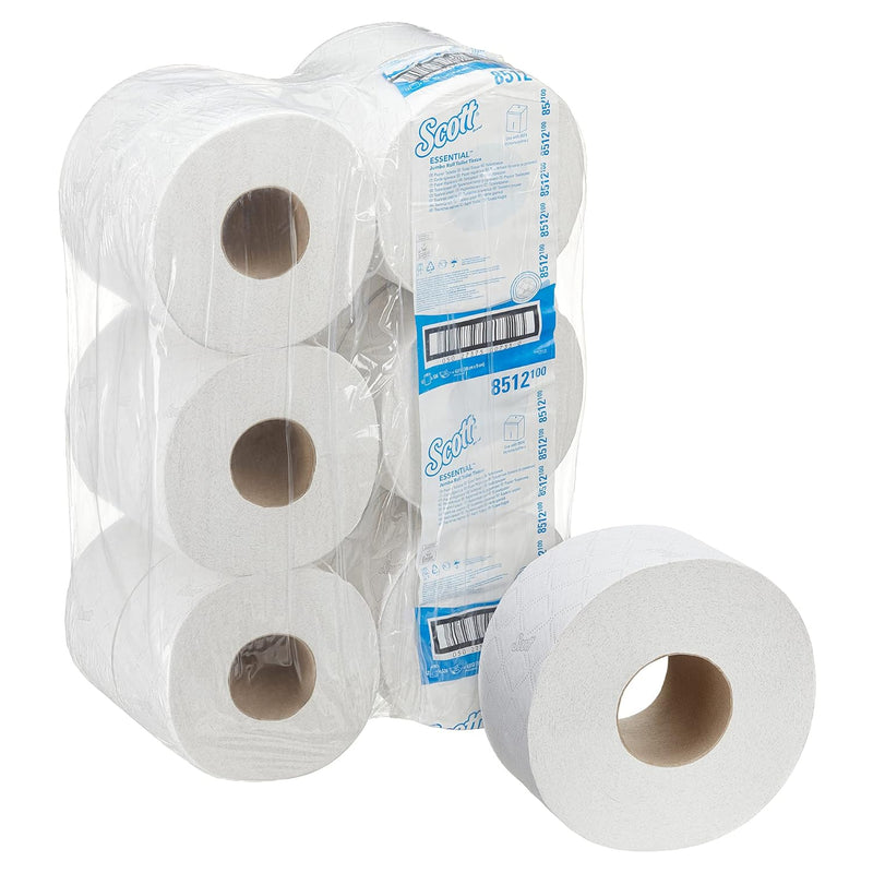 Scott Essential Jumbo Toilettenpapierrolle 8512 – Jumbo-Rolle Toilettenpapier – 12 Rollen x 526 Blat