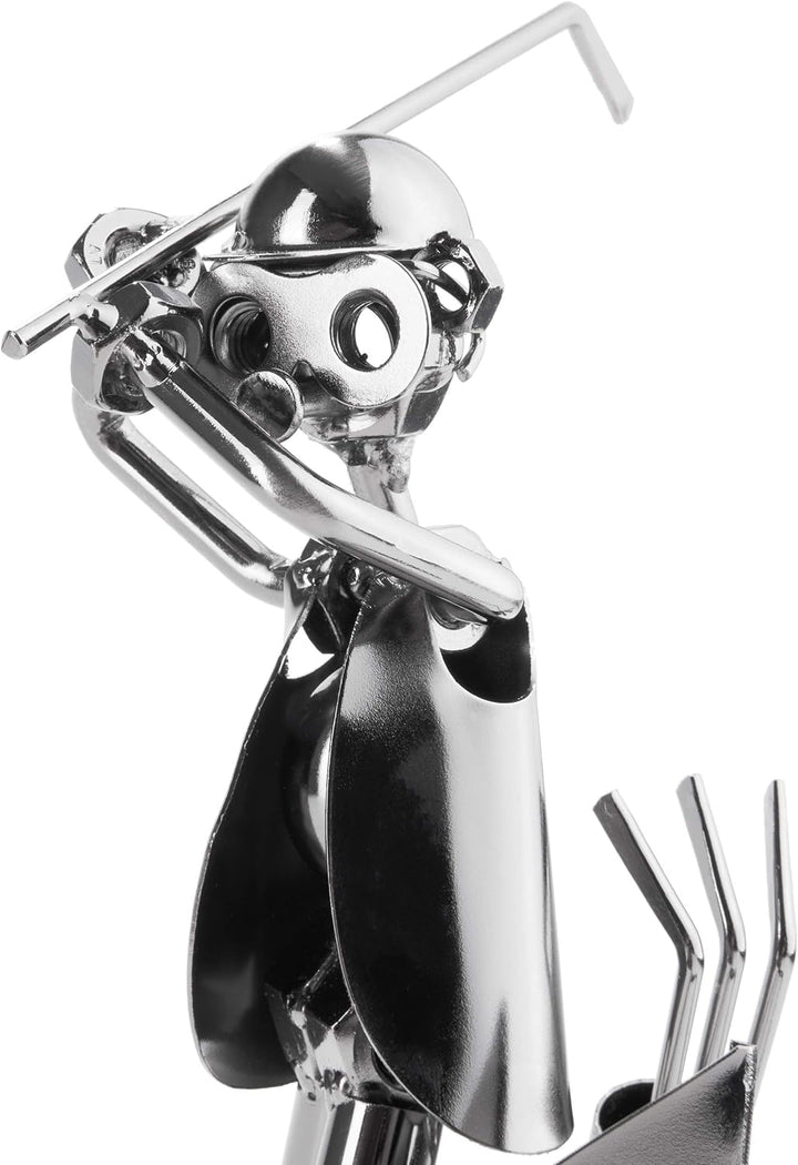 BRUBAKER Schraubenmännchen Golfer - Handarbeit Eisenfigur Metallmännchen Golf - Metallfigur Geschenk