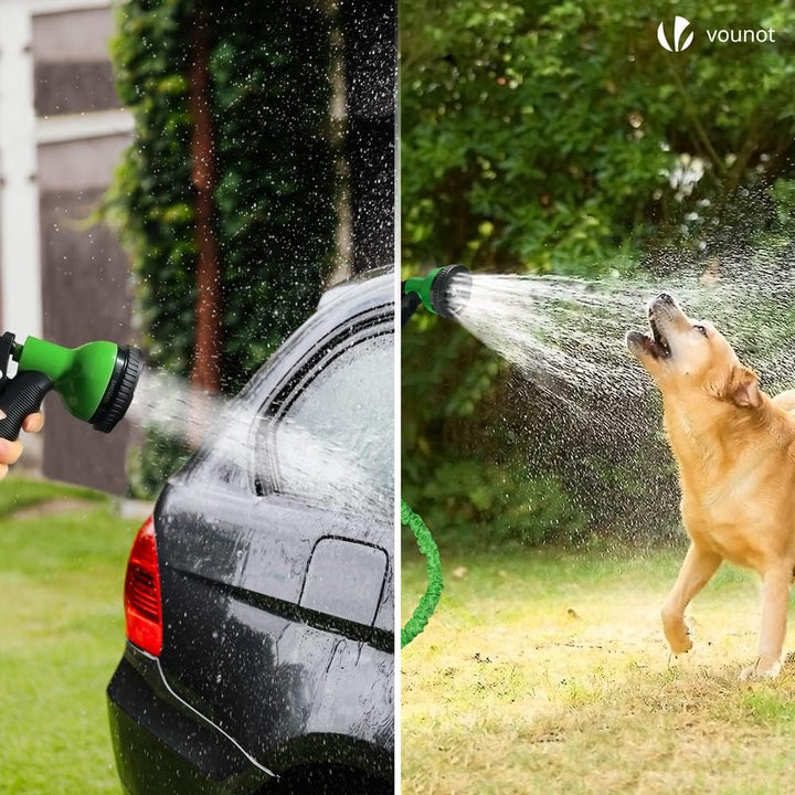 VOUNOT Flexibler Gartenschlauch 15 m, Flexibel Wasserschlauch Dehnbarer mit 10 Sprühfunktionen, Schn