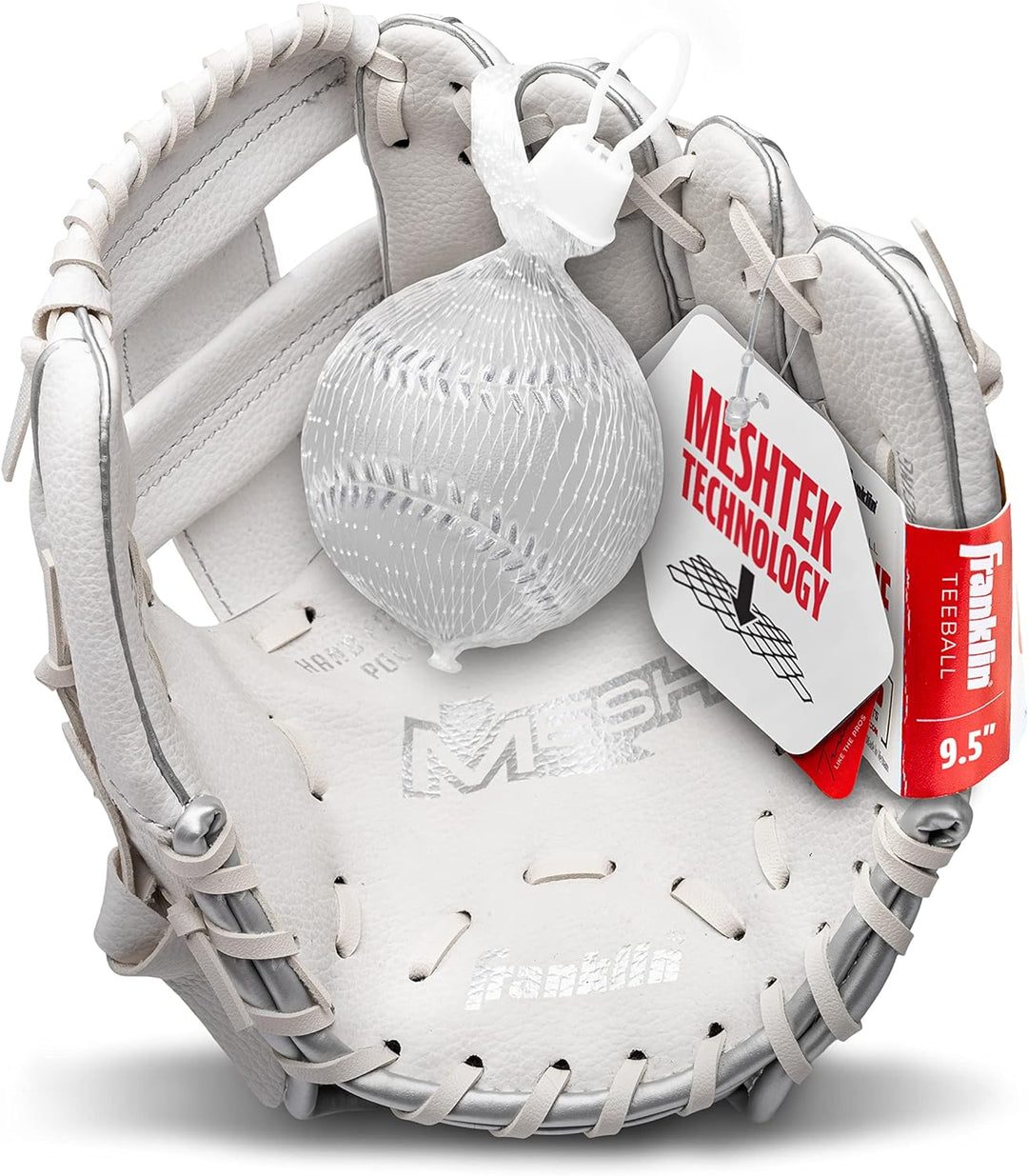 Franklin Sports Kids Baseball Gloves - Meshtek Child's Tball Glove + Ball Set - Boys + Girls Teeball