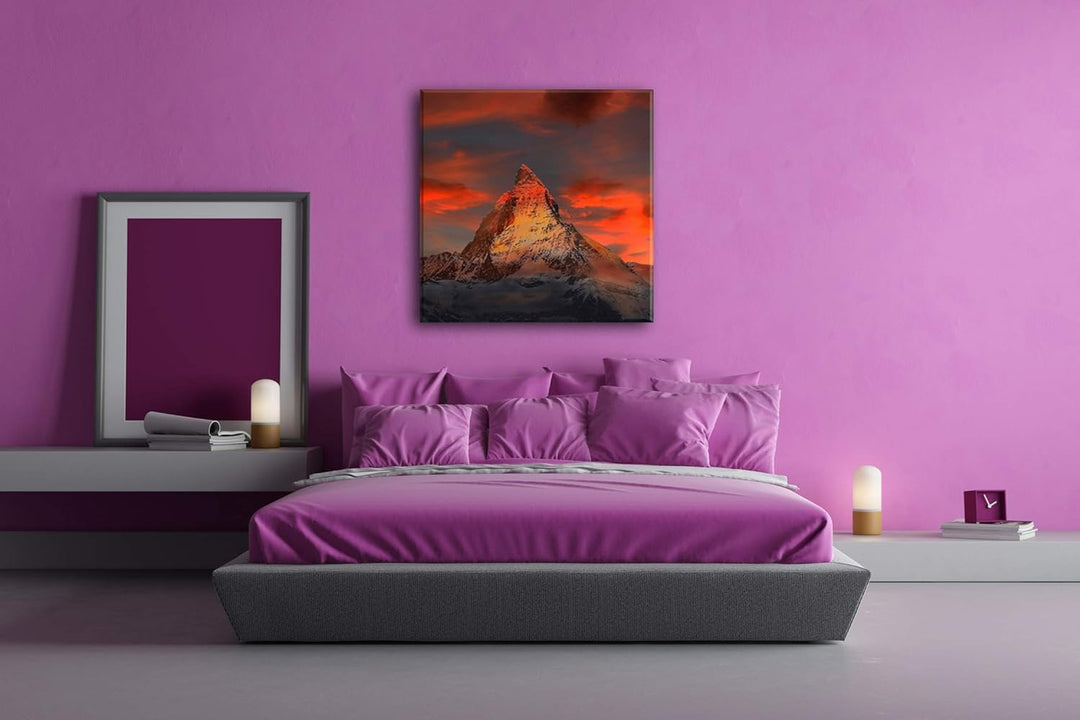 Matterhorn in der Schweiz Format: 60x60 als Leinwandbild, Motiv fertig gerahmt auf Echtholzrahmen, H