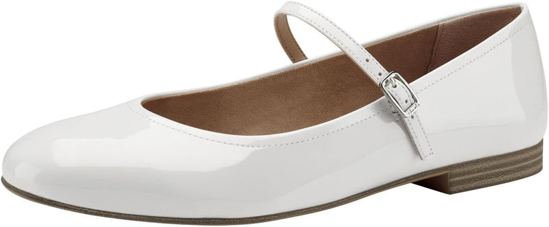 Tamaris Damen Ballerina 1-1-24214-20 schmal 41 EU White Patent, 41 EU White Patent