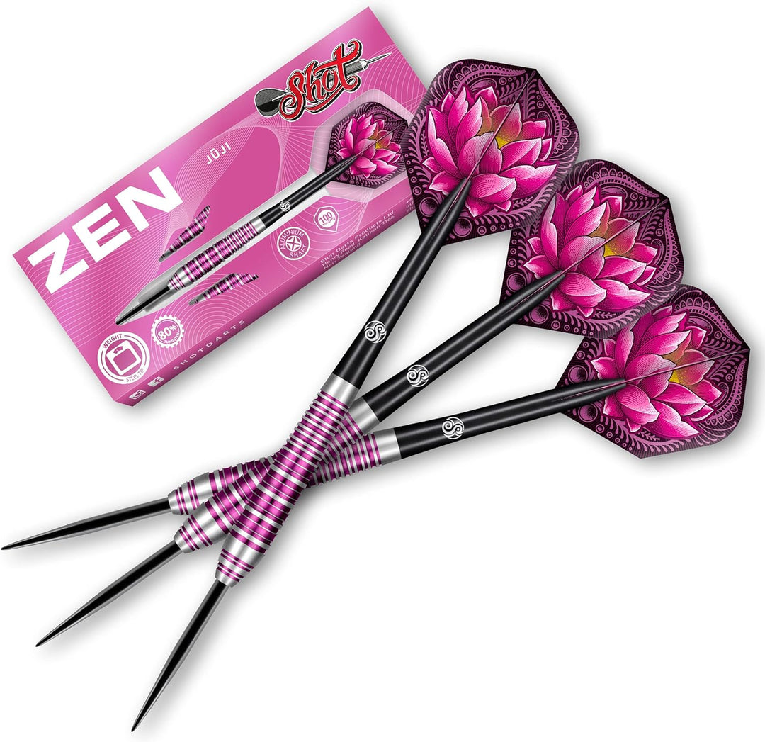 Shot! Zen Zuji Steel Tip Dart Set 80% Wolfram Pro Wurfpfeile Steel Tip Set Professional - Made in Ne