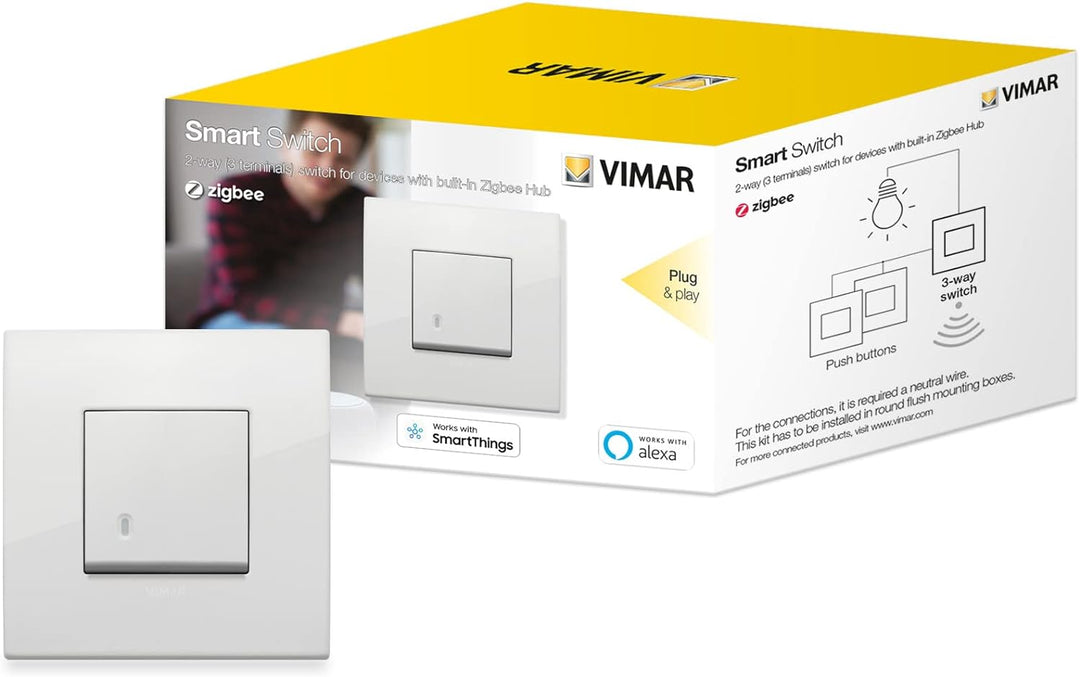 VIMAR 0K19592.01 Arké Smart 2-Wege-Schalter funktioniert mit Alexa, Kit Plug & Play für Gerät im Zig
