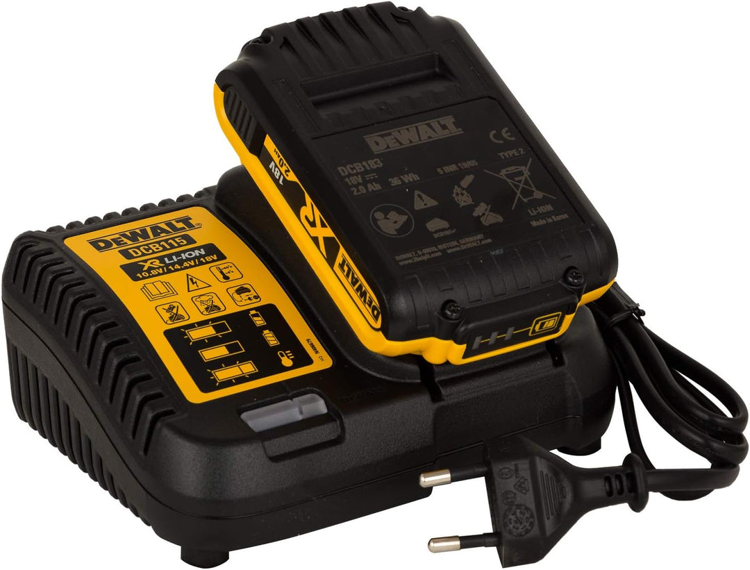 DeWalt DCB115D2-QW Akku-Kit (2 x 18 V / 2 Ah plus DCB 115), 18 V