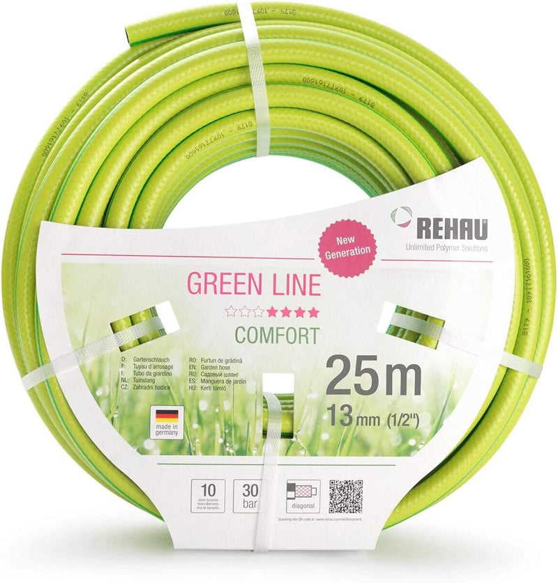 REHAU Gartenschlauch Green LINE 1/2 Zoll 25m: leuchtendes grün, flexibel + druckfest + formstabil 1/