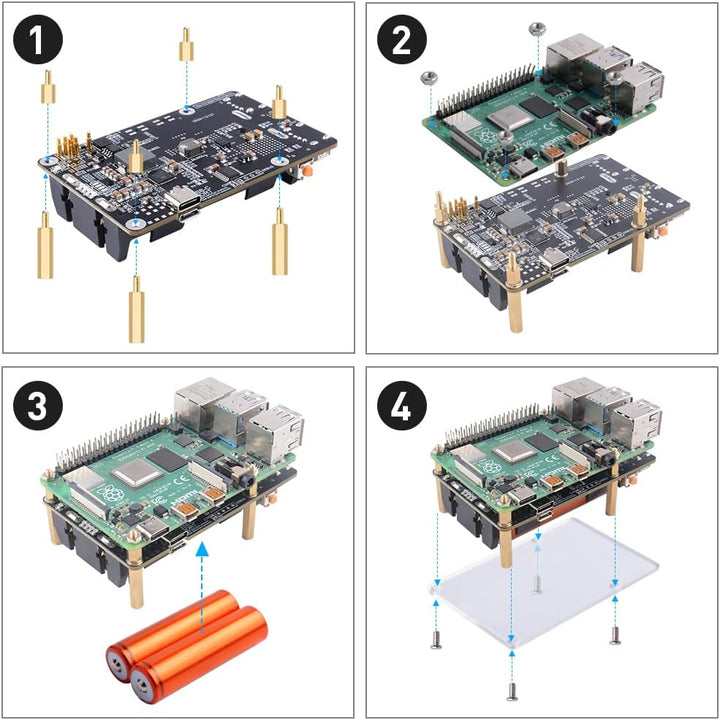 GeeekPi Raspberry Pi UPS V5 Netzteil, unterbrechungsfreie USV HAT, unterstützt 18650 Akkuladegerät P
