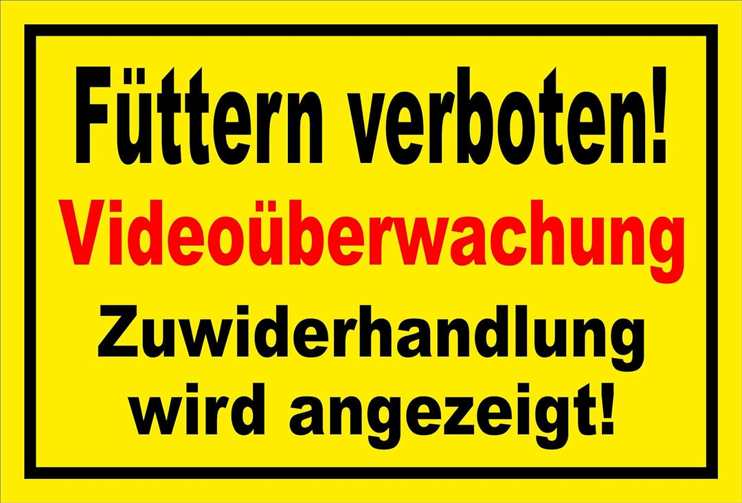 Melis Folienwerkstatt Schild - Füttern verboten Video-überwachung 60x40cm 3mm Aluverbund S00039-007-