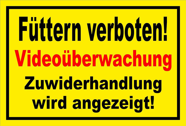 Melis Folienwerkstatt Schild - Füttern verboten Video-überwachung 60x40cm 3mm Aluverbund S00039-007-