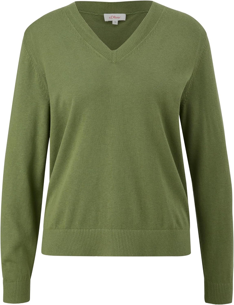 s.Oliver Damen Pullover V-Neck 34 Grün, 34 Grün