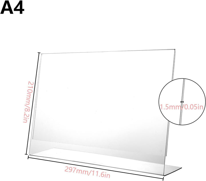MIVIDE 6 Stück A4 Tischaufsteller, 210 x 297mm Tischaufsteller aus Acryl, A4 Dokumentenhalter für Re