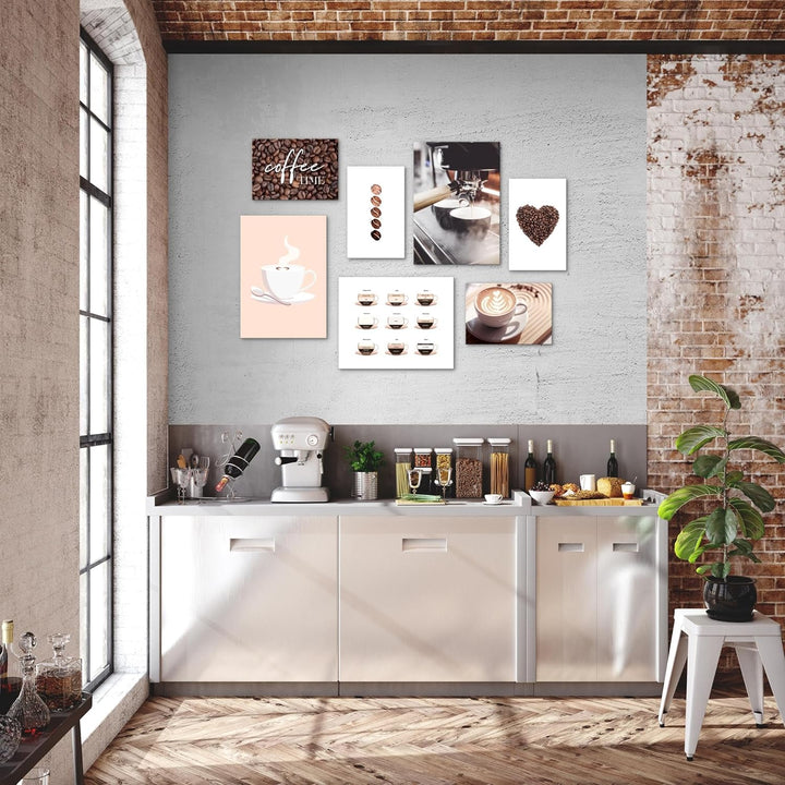 Novart Wandbilder Kaffee Coffee - KOMPLETT AUFHÄNGFERTIG - Küche Esszimmer Küchenbilder- 7 Moderne M