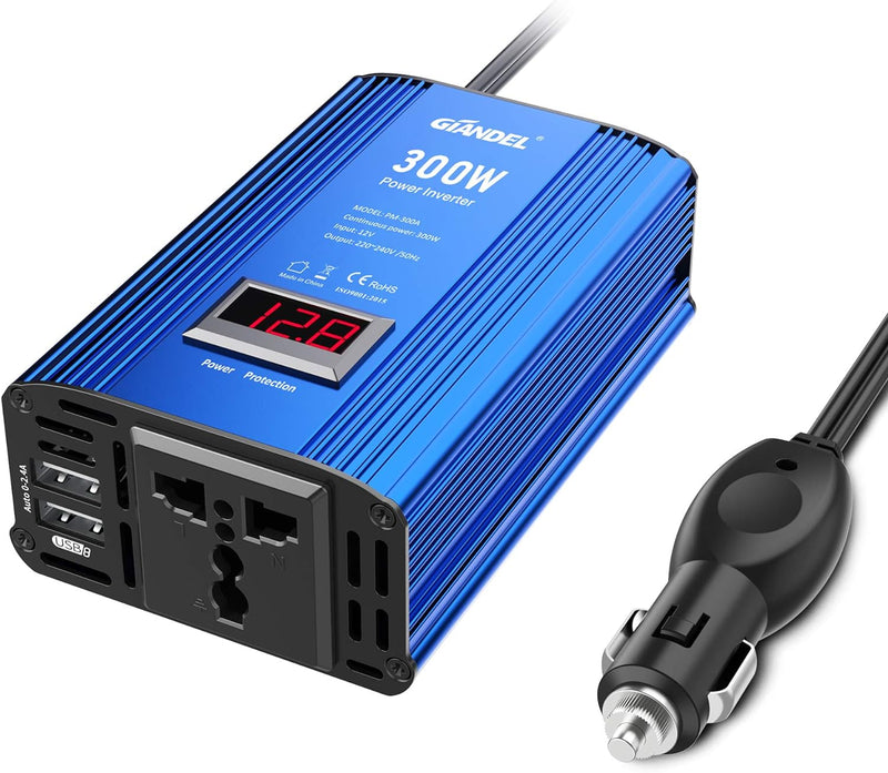 GIANDEL 300W Wechselrichter Kfz spannungswandler 12V auf 230V Power Inverter mit Universal Steckdose