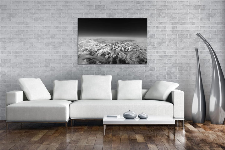 Blick auf die Welt - Luftbild von den Pyrenäen Effekt: Schwarz&Weiss,Format: 80x60 als Leinwandbild,