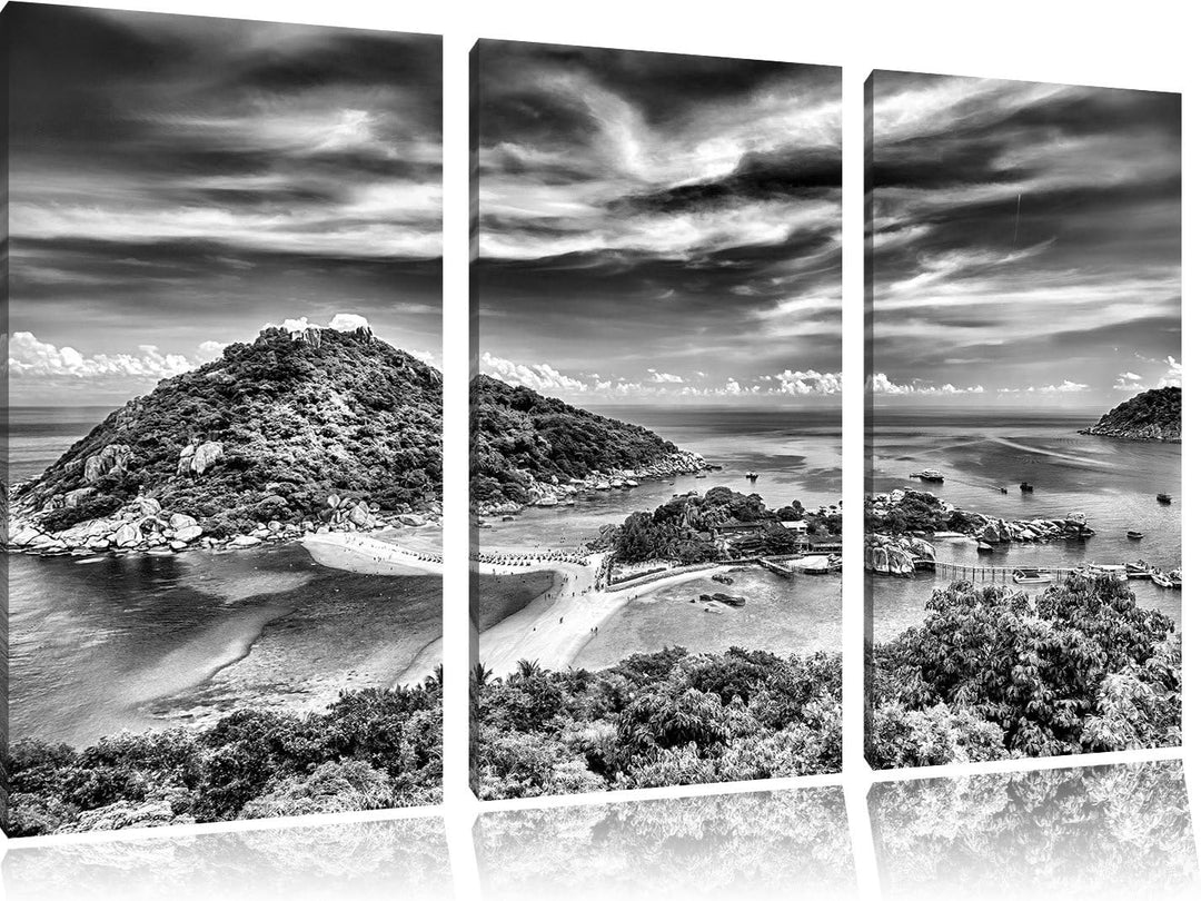 Pixxprint Inselstadt im Pazifik als Leinwandbild/Grösse: 3 Teilig (120x80) cm/Wandbild/Kunstdruck/fe