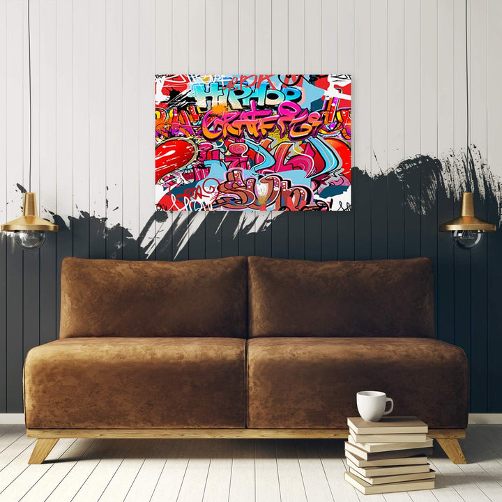 Feeby Vlies Leinwandbild Strassenkunst Wandbild Graffiti 120x80 cm Druckbild Wandbild Wanddekoration