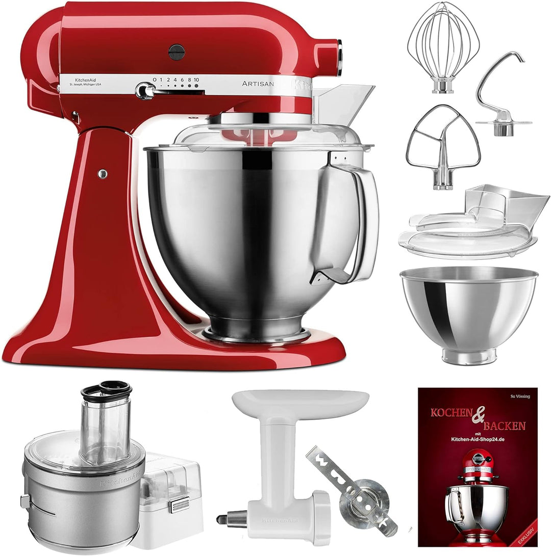KitchenAid Küchenmaschine Artisan - P24 Food Processor Set Spezial 185er (K) - 5KSM185PSEER inkl. Fo