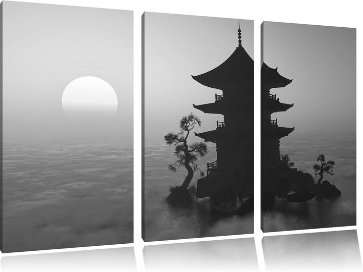 Pixxprint Buddhistischer Tempel in Asien als Leinwandbild/Grösse: 3 Teilig (120x80 cm) cm/Wandbild/K