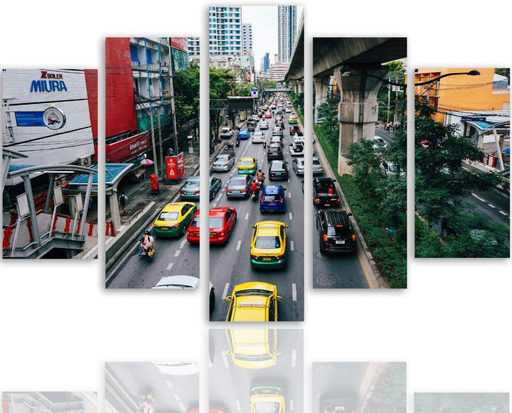 Feeby Deco Panel 5 Teilig Stadt City Bilder Modern Metropole Autos bunt 200x100 cm Deco panel 200x10