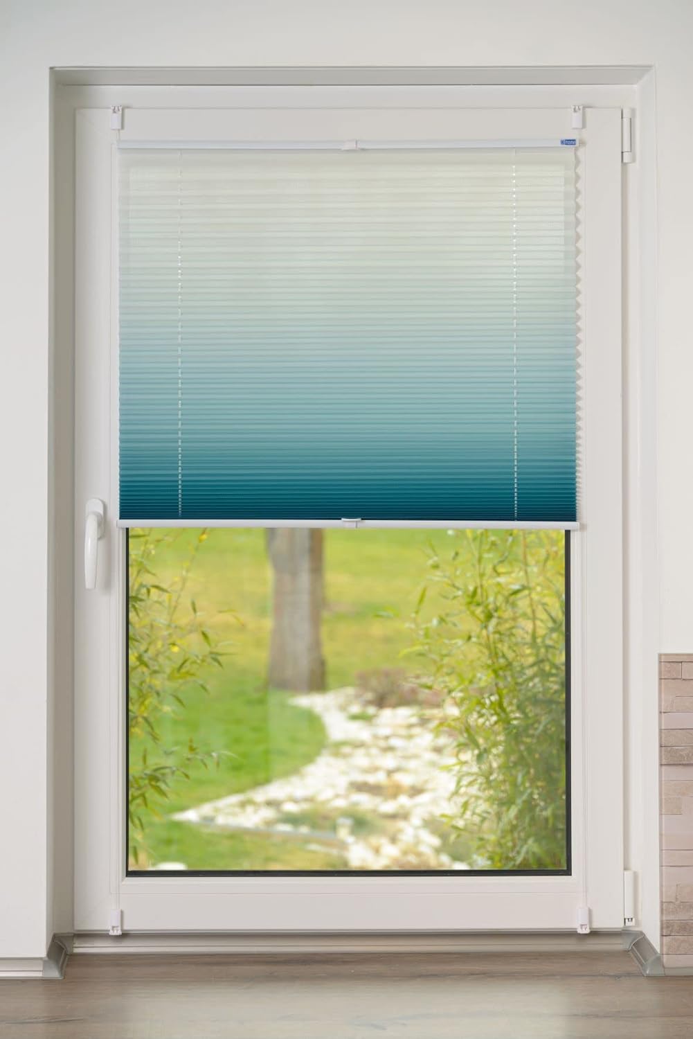 K-home Klemmfix-Plissee Farbverlauf, Petrol, 85 x 130 cm 85 x 130 cm Petrol, 85 x 130 cm Petrol