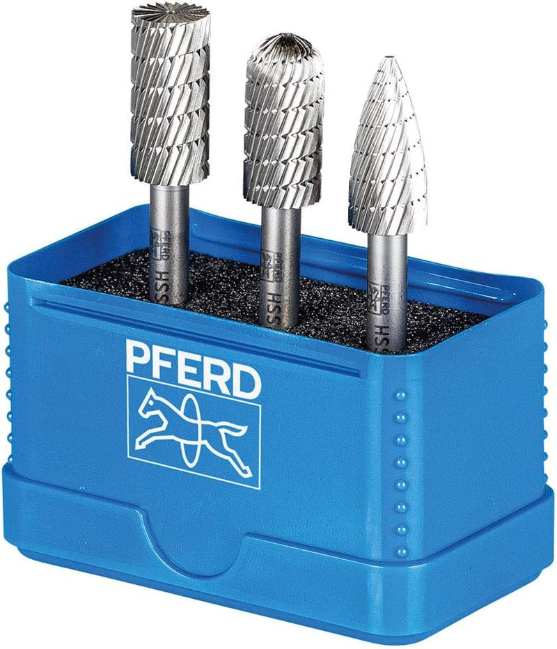 PFERD HSS-Frässtift Set, 3-tlg. | Zahnung 3, Ø 12mm, Schaft-ø 6mm | 22900811 – universell für Stahl,