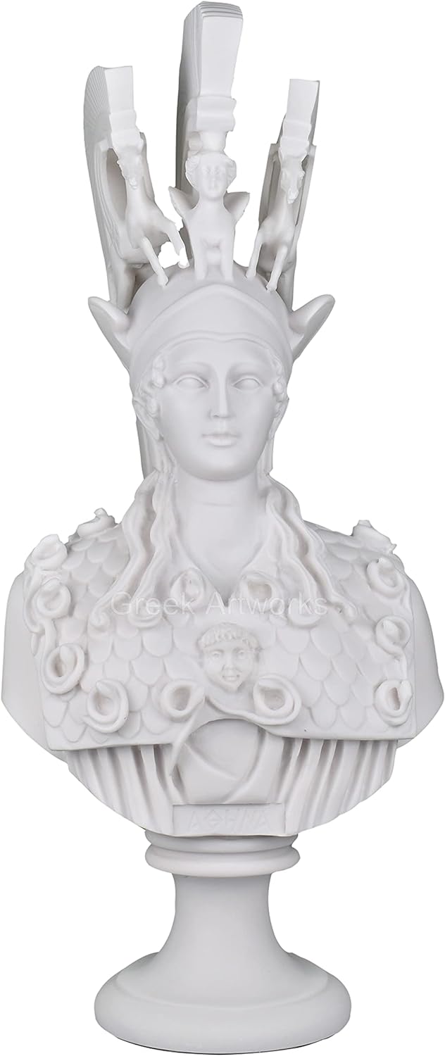 Athena Minerva Büste Kopf griechische römische Göttin Statue Skulptur gegossener Marmor