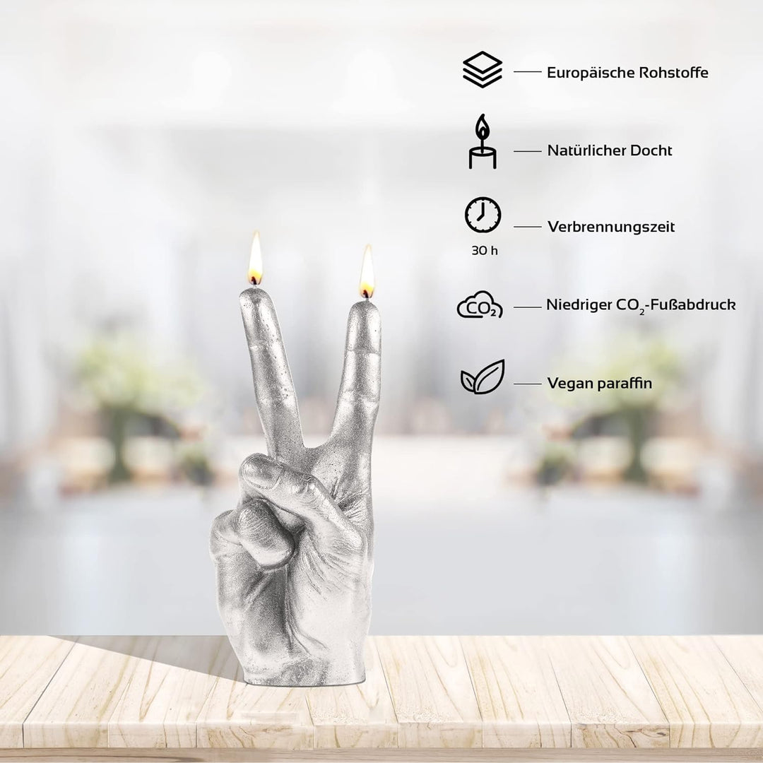 Candellana Hand PEACE Kerze - Hand Figur - Coole Deko - Gothic Deko - Grunge Deko Kerze - Heavy Meta