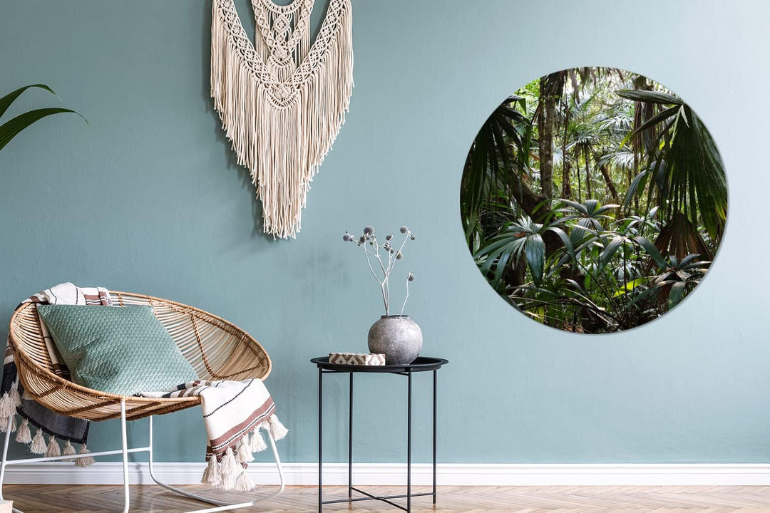 MuchoWow Wandbild Rund Wanddeko Deko Wohnzimmer Bilder 90x90 cm Pflanzen im Regenwald, 90x90 cm