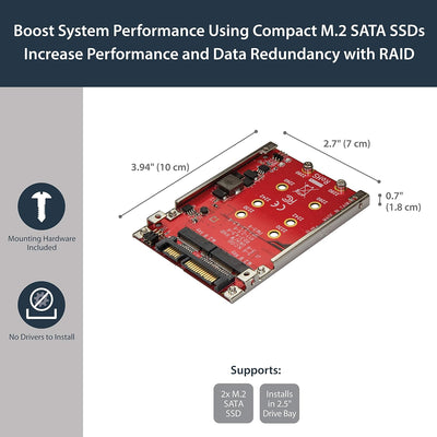 StarTech.com M.2 auf SATA Adapter - Dual Slot M.2 NGFF SSD Adapter für 2,5in Laufwerke - RAID 2.5in