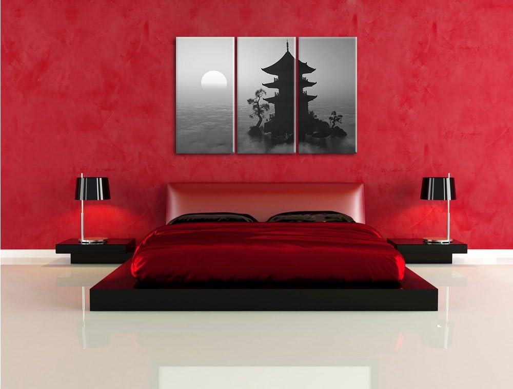 Pixxprint Buddhistischer Tempel in Asien als Leinwandbild/Grösse: 3 Teilig (120x80 cm) cm/Wandbild/K