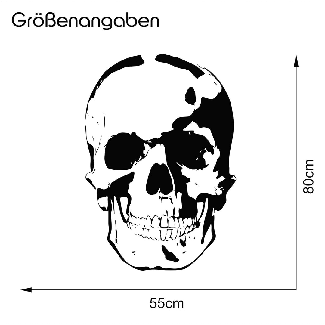 Finest Folia Totenkopf Aufkleber Sticker Auto Boot Motorrad Caravan Dekor KX026 (Weiss Matt, 80cm x