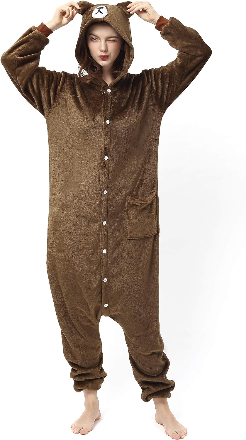 Katara 1744 (30+ Designs) Bären-Kostüm Grizzly, Unisex Onesie/ Pyjama-Qualität für Erwachsene & Teen