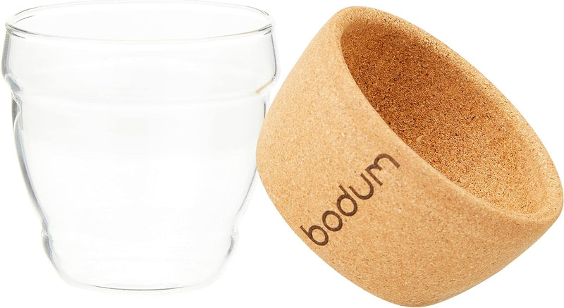 Bodum Pavina Set 2 Gläser, Transparent/kork, 6.3 cm, 2 Stück (1er Pack) 6.3 x 6.3 x 6.2 cm Transpare