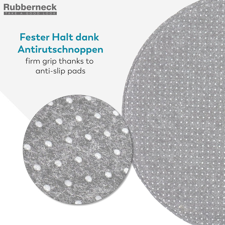 Rubberneck 8er Set rutschfeste Filz Sitzkissen rund, Stuhlkissen mit Antirutsch-Noppen, hellgrau Hel