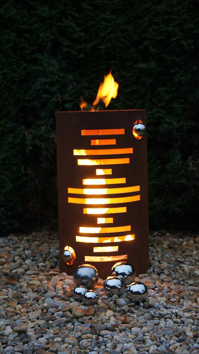 Feuertonne Modern Edelrost Säule Rost Feuerkorb Feuerschale