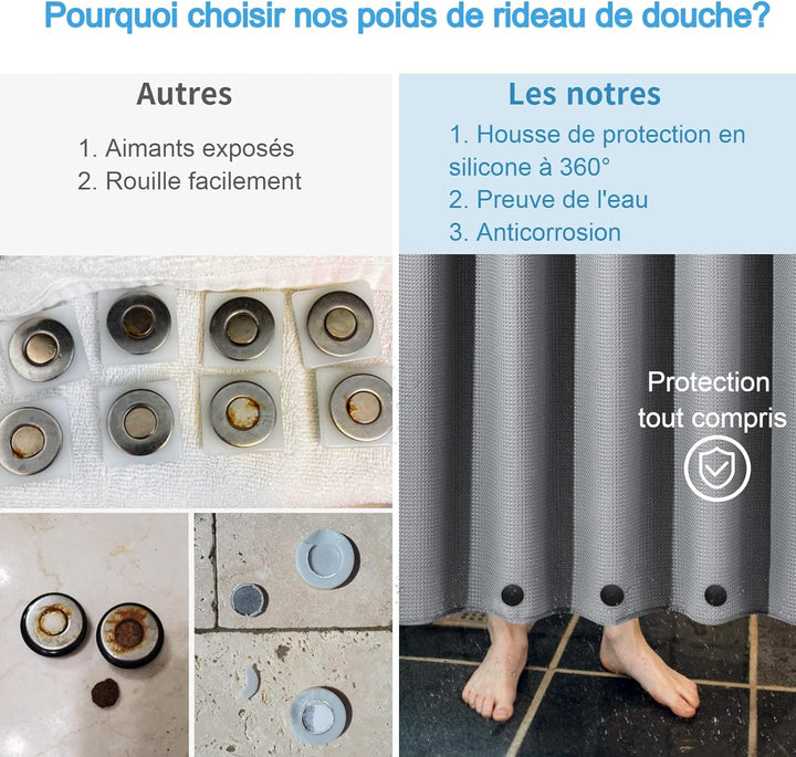 VANZAVANZU Duschvorhang Gewichte, Niemals Rost Duschvorhang Magnete, Silikonbeschichtete Magnete Tis