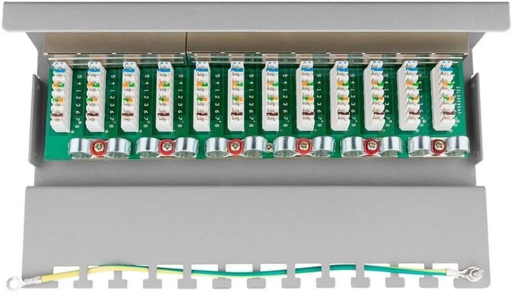 Goobay 69306 CAT 6 Patch Panel 12 Port / RJ45 Buchsen Netzwerkstecker / 250 MHz LAN Patchfeld / 1 HE