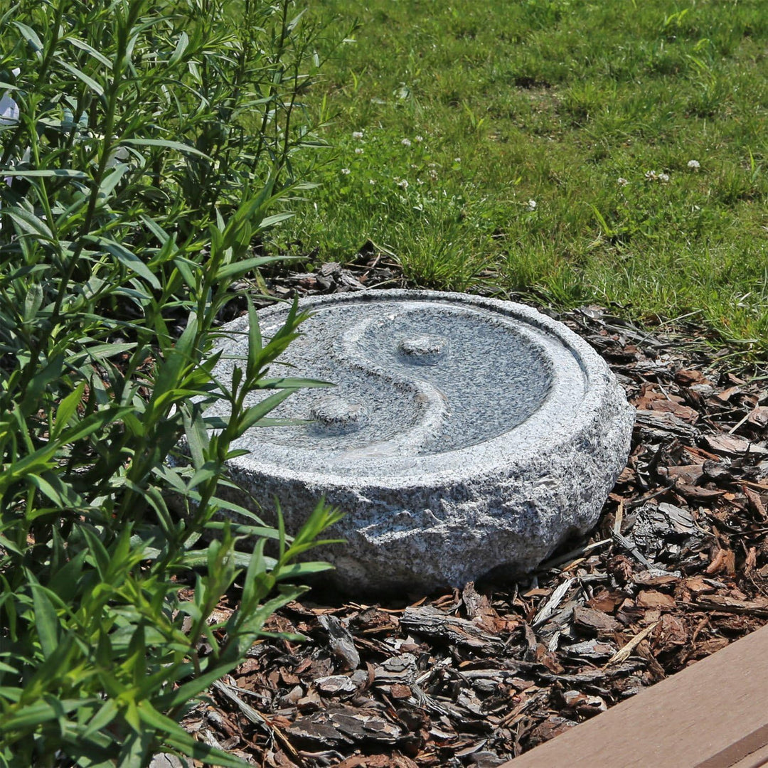 CLGarden Granit Vogeltränke M2 Vogelbad im Yin & Yang Design