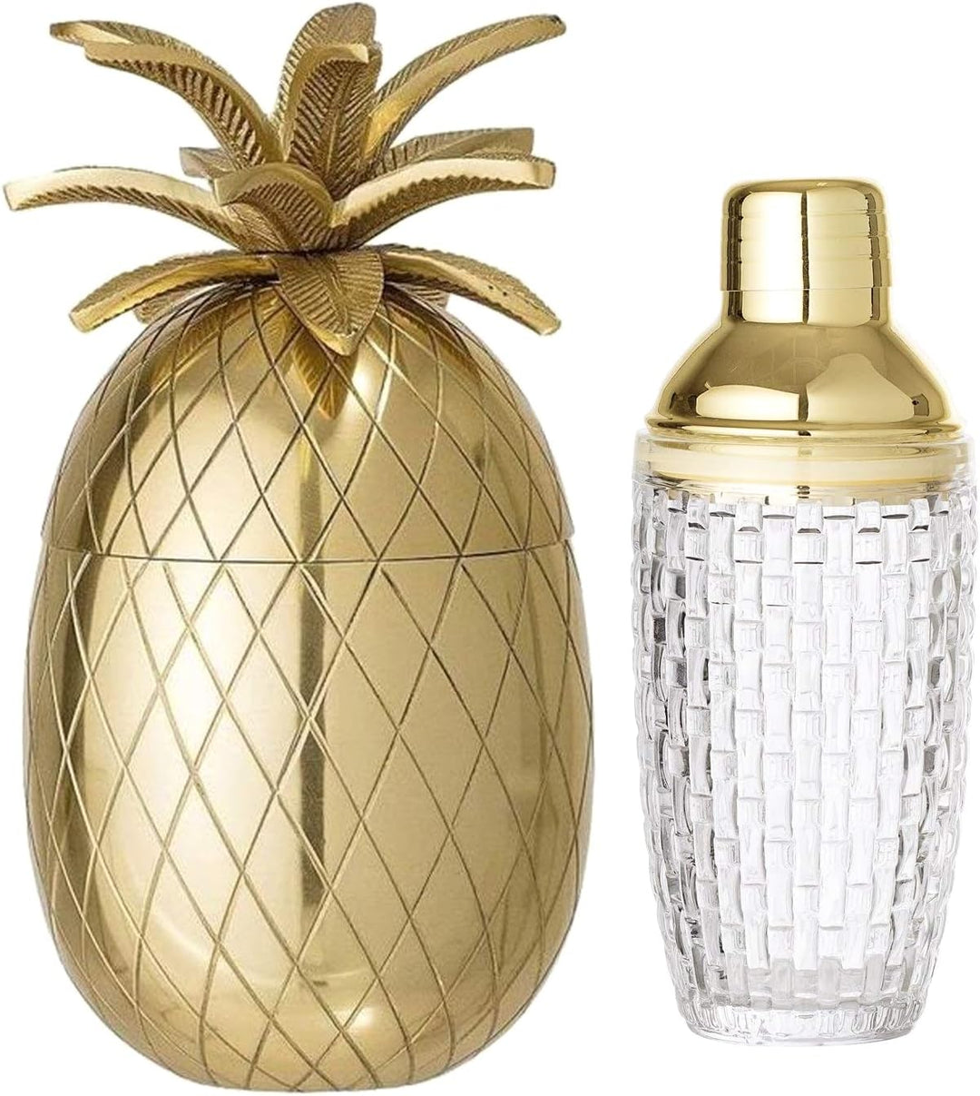 Bloomingville Ananas Dose, gold, 24cm & Cocktailshaker, klar NOSTALGIC Bundle mit Cocktailshaker, Bu