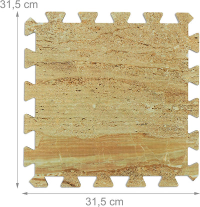 36 x Bodenschutzmatte, Puzzlematten, Sport & Fitnessgeräte, 3,4 m², EVA Schaumstoff, BPA-frei, Natur
