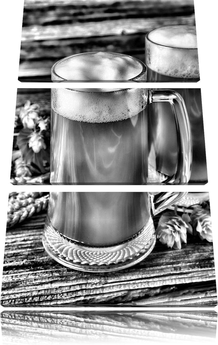 Pixxprint Bier Bierglas als Leinwandbild/Grösse: 3 Teilig (120x80 cm) cm/Wandbild/Kunstdruck/fertig