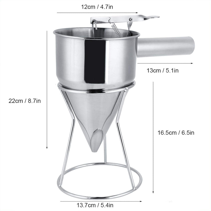 Pancake Batter Dispenser aus Edelstahl, Trichterspender mit Ständer für Takoyaki und Backen